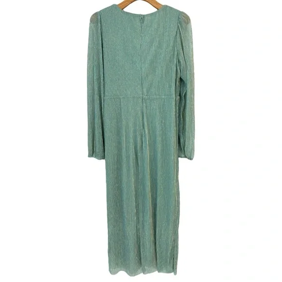 Baltic Born Devlyn Pleated Dress in Blue Sage Shimmer Size L - Picture 6 of 16